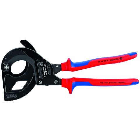 KNIPEX 95 32 315 A Kabelschneider (Ratschenprinzip) für stahlarmierte Kabel (SWA-Kabel)