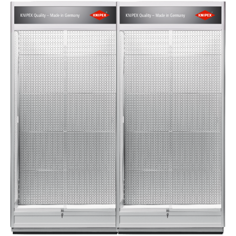 KNIPEX 00 19 30 VIT 3 Vitrine für Produktpräsentation zur Montage an Lochplattenwänden